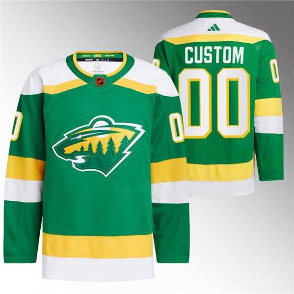 Men%27s Minnesota Wild Custom Green 2022-23 Reverse Retro Stitched Jersey->customized nhl jersey->Custom Jersey